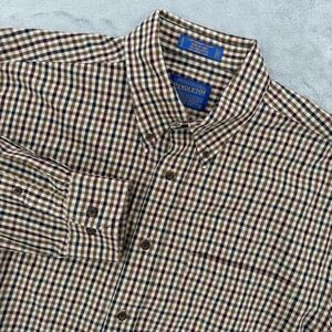 Vintage Pendleton Shirt Mens‎ L Plaid Canterbury Cloth Merino Wool Pima Cotton